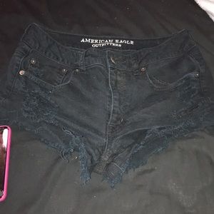 Black ripped American Eagle Shorts